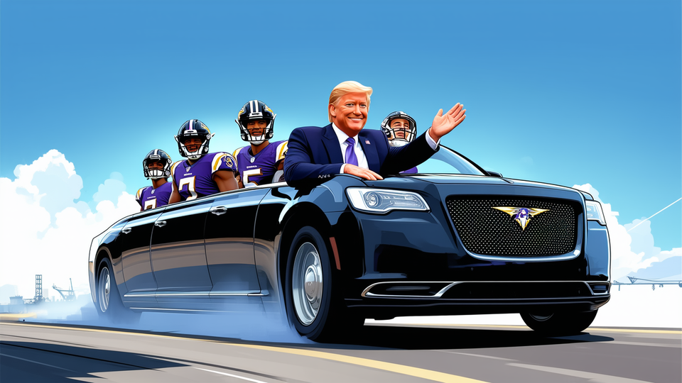 President Trump tours Baltimore shipyard with Ravens players, touts $3.7 billion Anduril project
