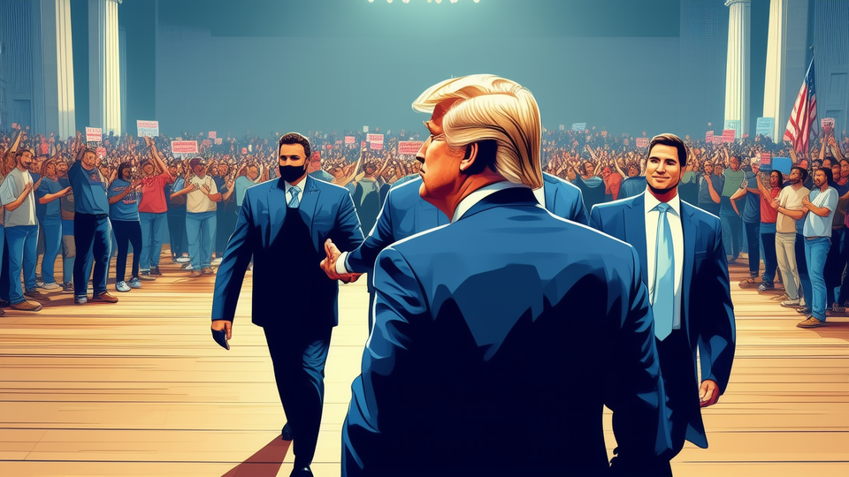 Trump supporters remove leftist protesters at Dalton rally on Oct. 15, 2026