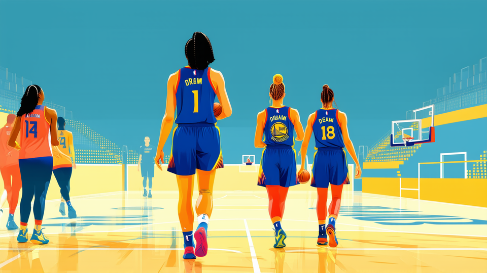 Atlanta Dream and Golden State Valkyries leave court during national anthem at WNBA Finals Game 1