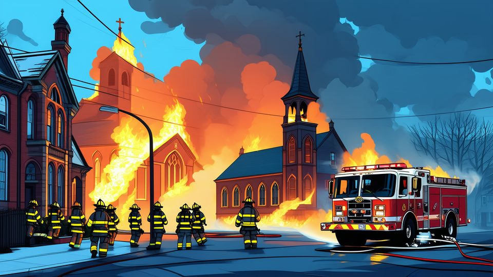 FDNY firefighters stop four‑alarm warehouse blaze from reaching historic Staten Island church