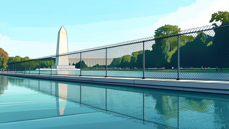 June 2026 Fence Installed Around Lincoln Memorial Reflecting Pool